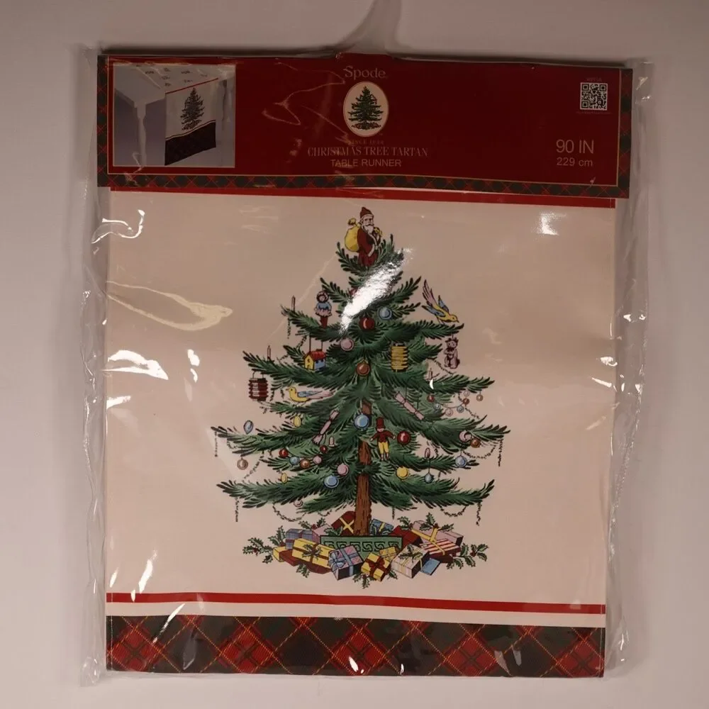 Spode Holiday Christmas Tree Tartan Table Runner 90